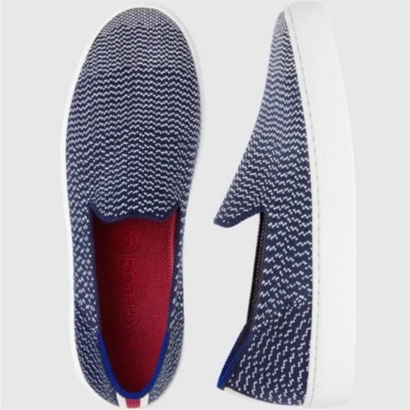 Rothy’s Navy Blue and White Slip-On Sneakers 7 - Picture 12 of 13